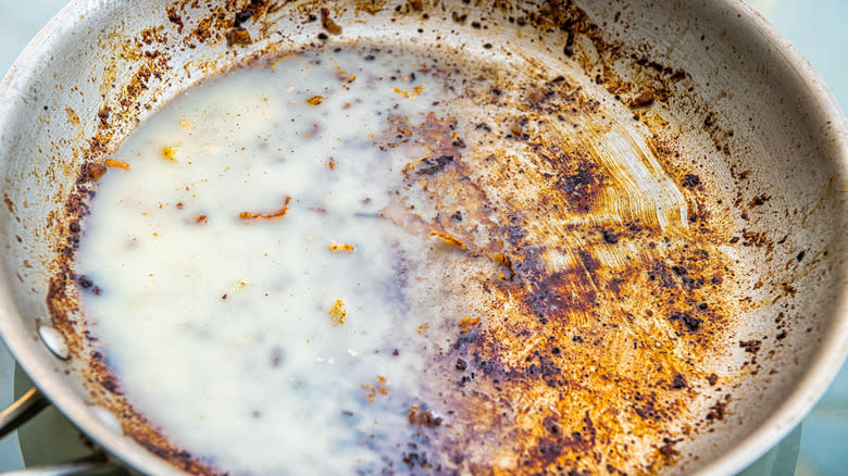 Close up of bacon grease in a pan