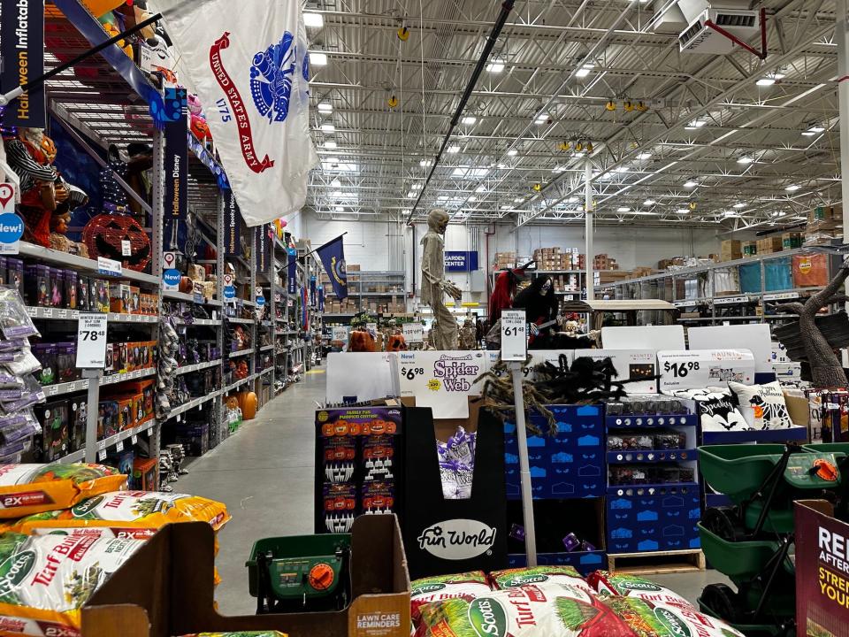 The 2023 Halloween section at a Lowe's store.