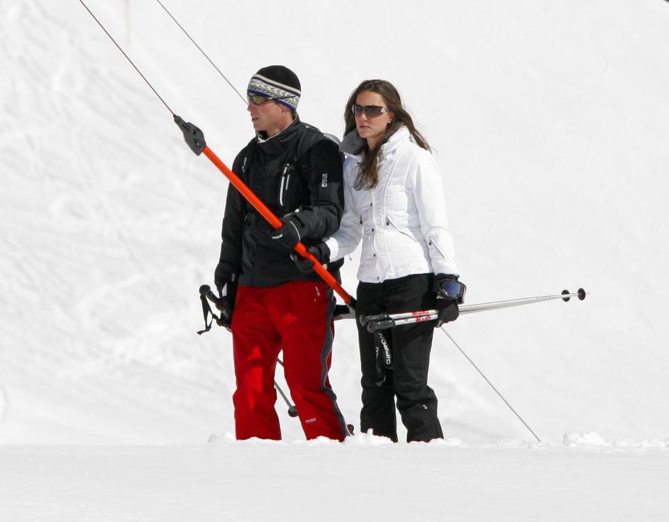 <p>Spotted with Prince William while on a skiing holiday in Klosters, Switzerland.</p>