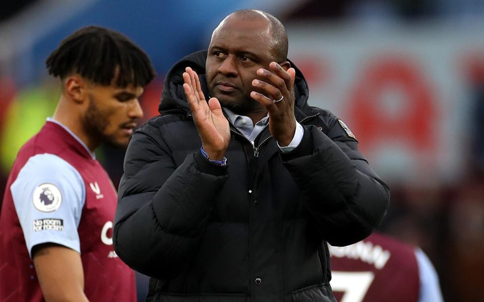 Patrick Vieira, Manager of Crystal Palace, applauds the fans following the Premier League match between Aston Villa and Crystal Palace - Lewis Storey/Getty Images