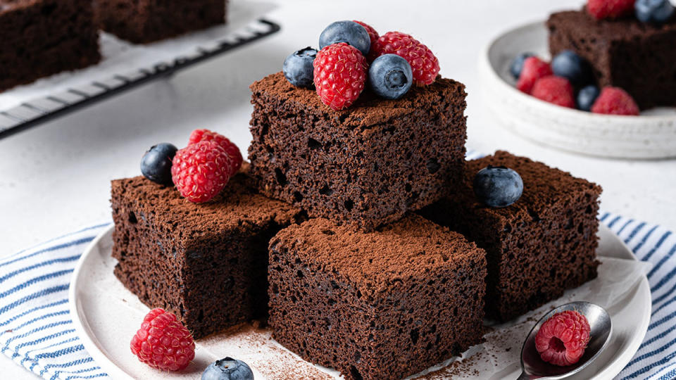 Plate of brownies made with beans as part of an Italian Mediterranean Diet