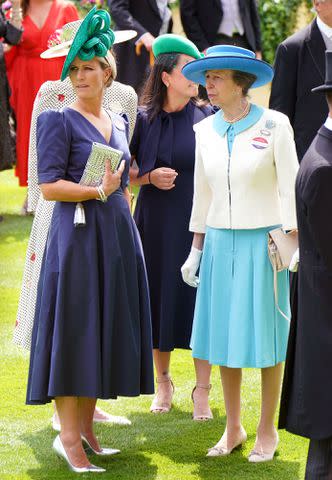 <p>Jonathan Brady/PA Images via Getty</p> Zara Tindall and Princess Anne attend Royal Ascot in June 2023