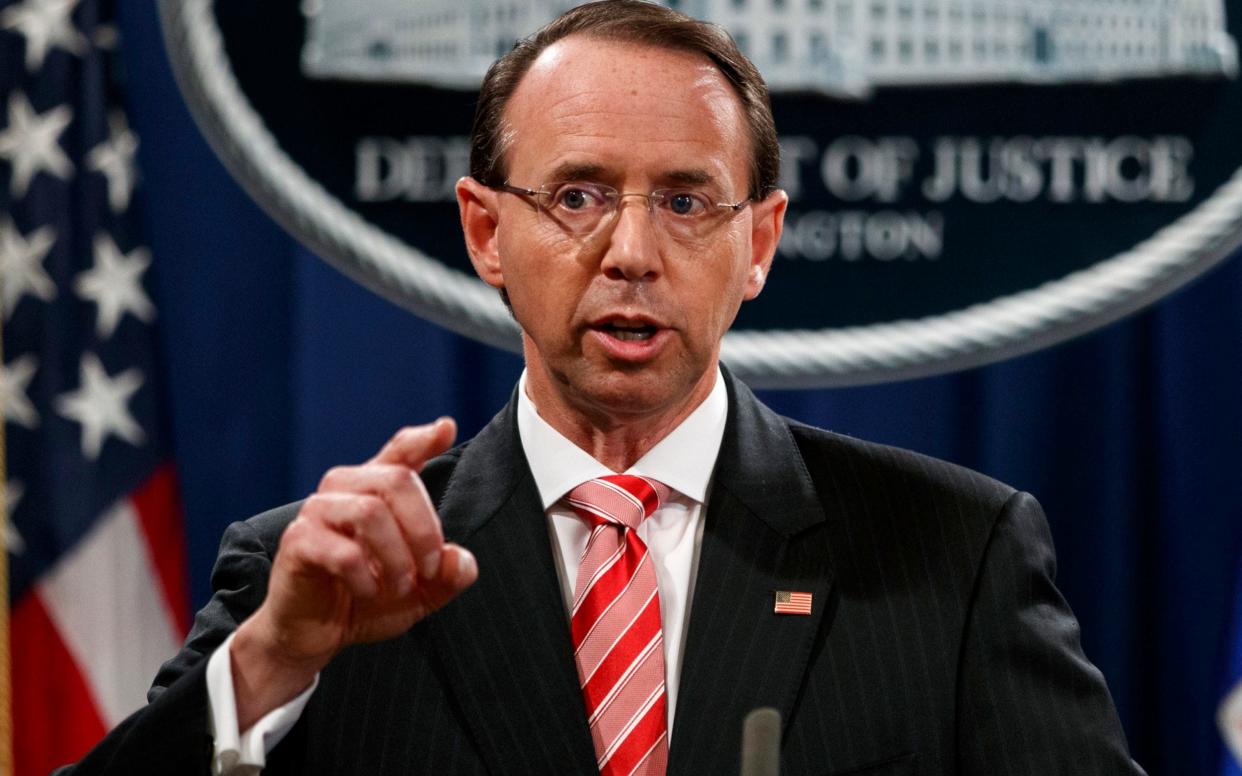 Rod Rosenstein furiously denied that he had discussed invoking the 25th Amendment, which could be used to remove an unfit president - AP