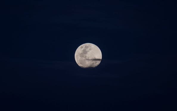 A full moon rises on November 8, 2022, in Brisbane, Australia.