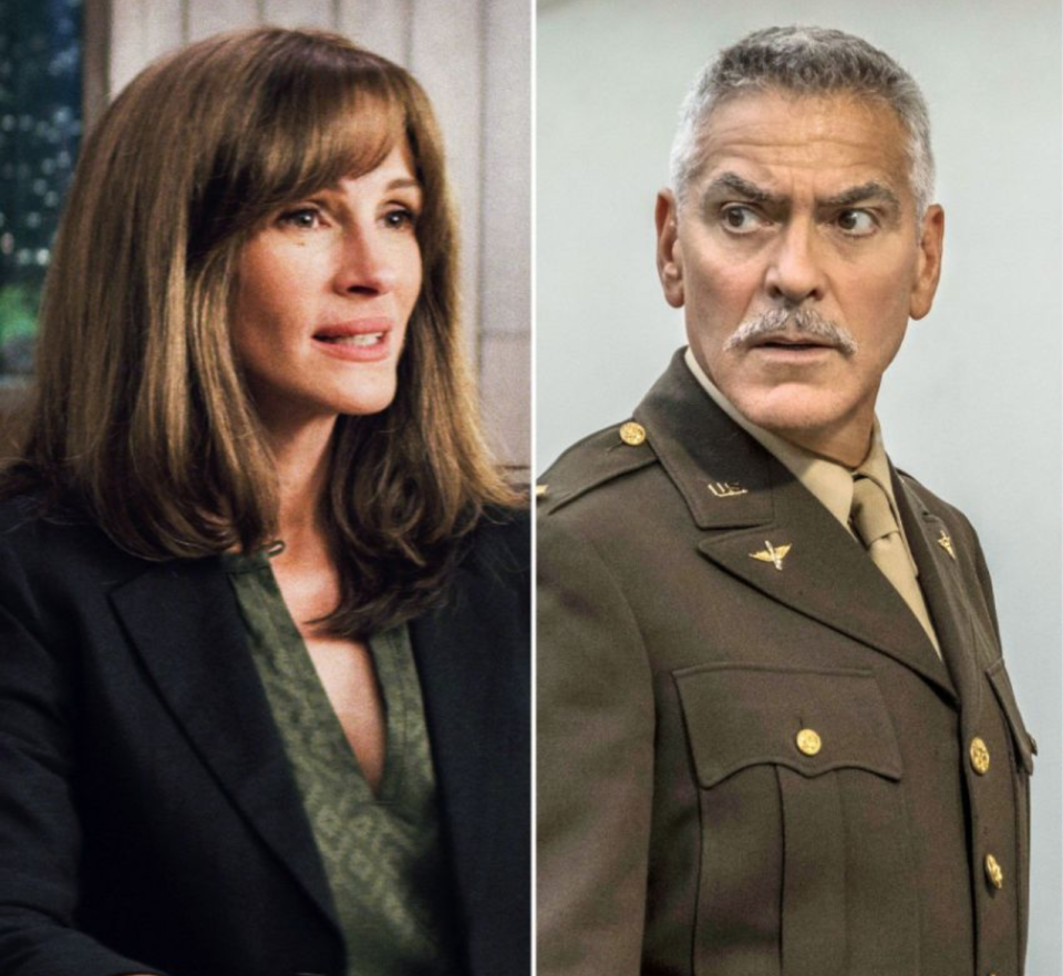 Julia Roberts in <i>Homecoming</i> and George Clooney in <i>Catch-22</i>. (Photo: Amazon/Hulu)