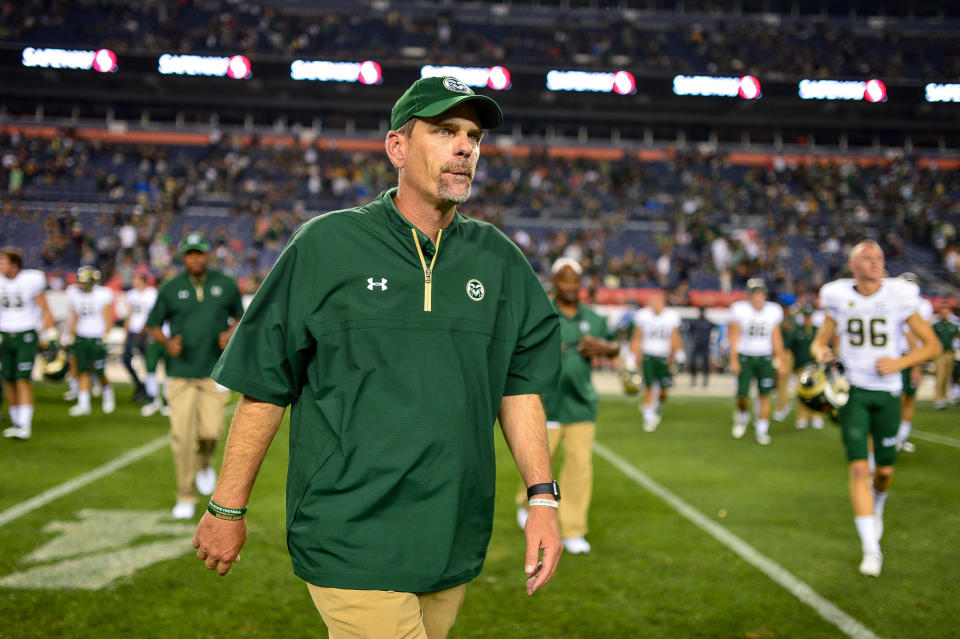 Colorado State coach Mike Bobo is in the hospital receiving treatment for peripheral neuropathy after experiencing numbness in his feet last week. (Getty Images)