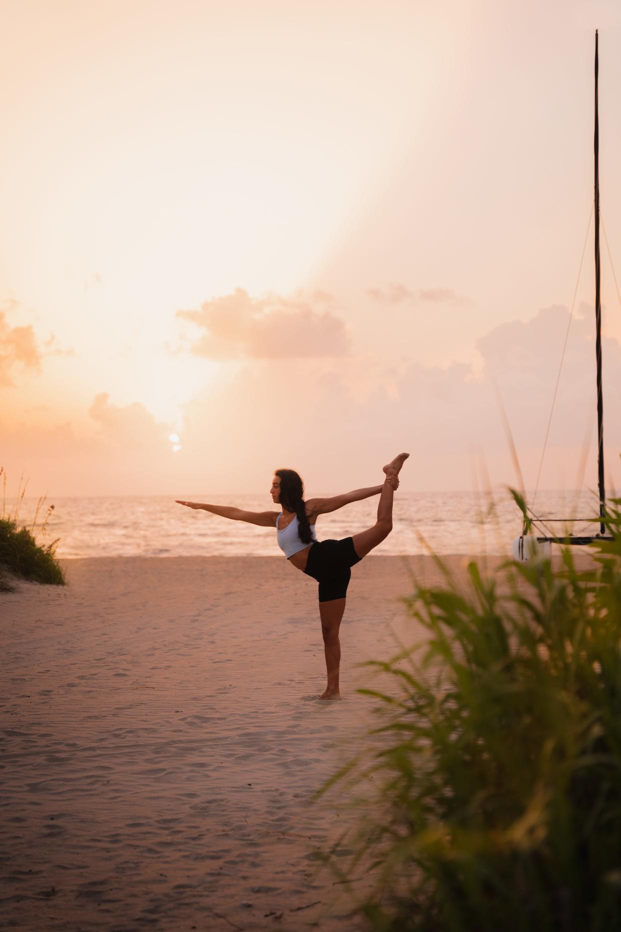 Feeling the flow during Morning Beach Yoga Saturday morning at The Seagate in Delray Beach.