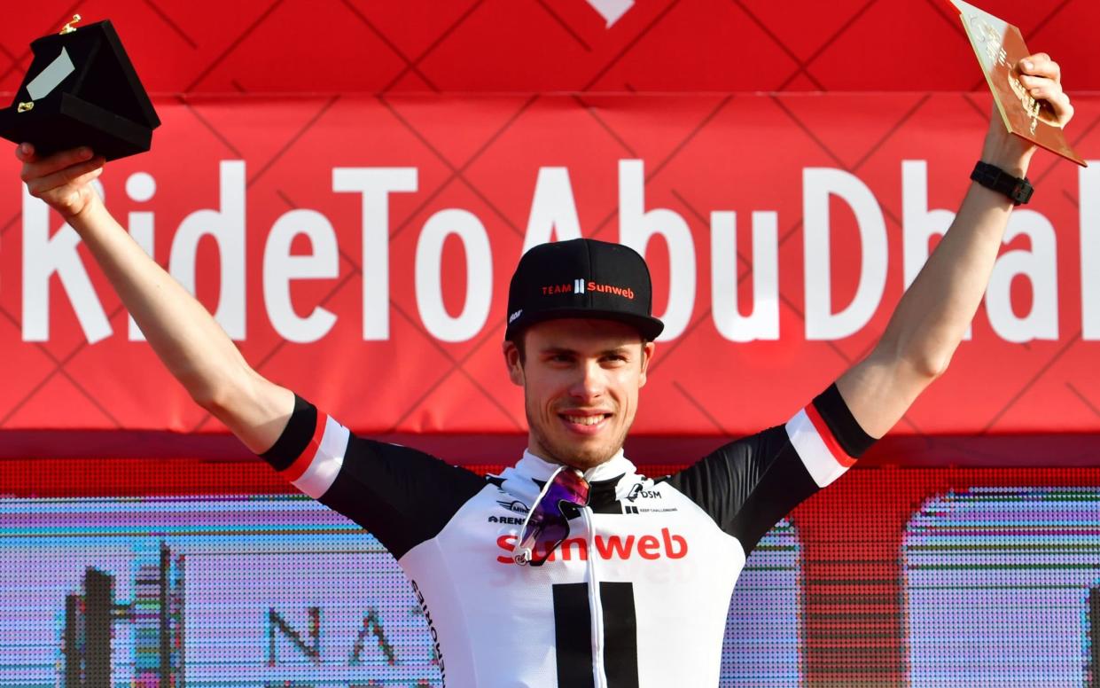 Phil Bauhaus of Germany claimed his and his team's first win of the new season after outsprinting compatriots Marcel Kittel and Pascal Ackermann in stage three of the Abu Dhabi Tour on Friday - AFP