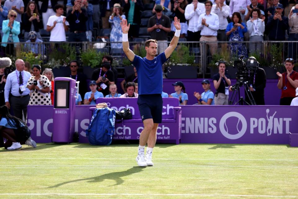 Murray waved to the crowd after his retirement at Queen’s (Getty Images for LTA)