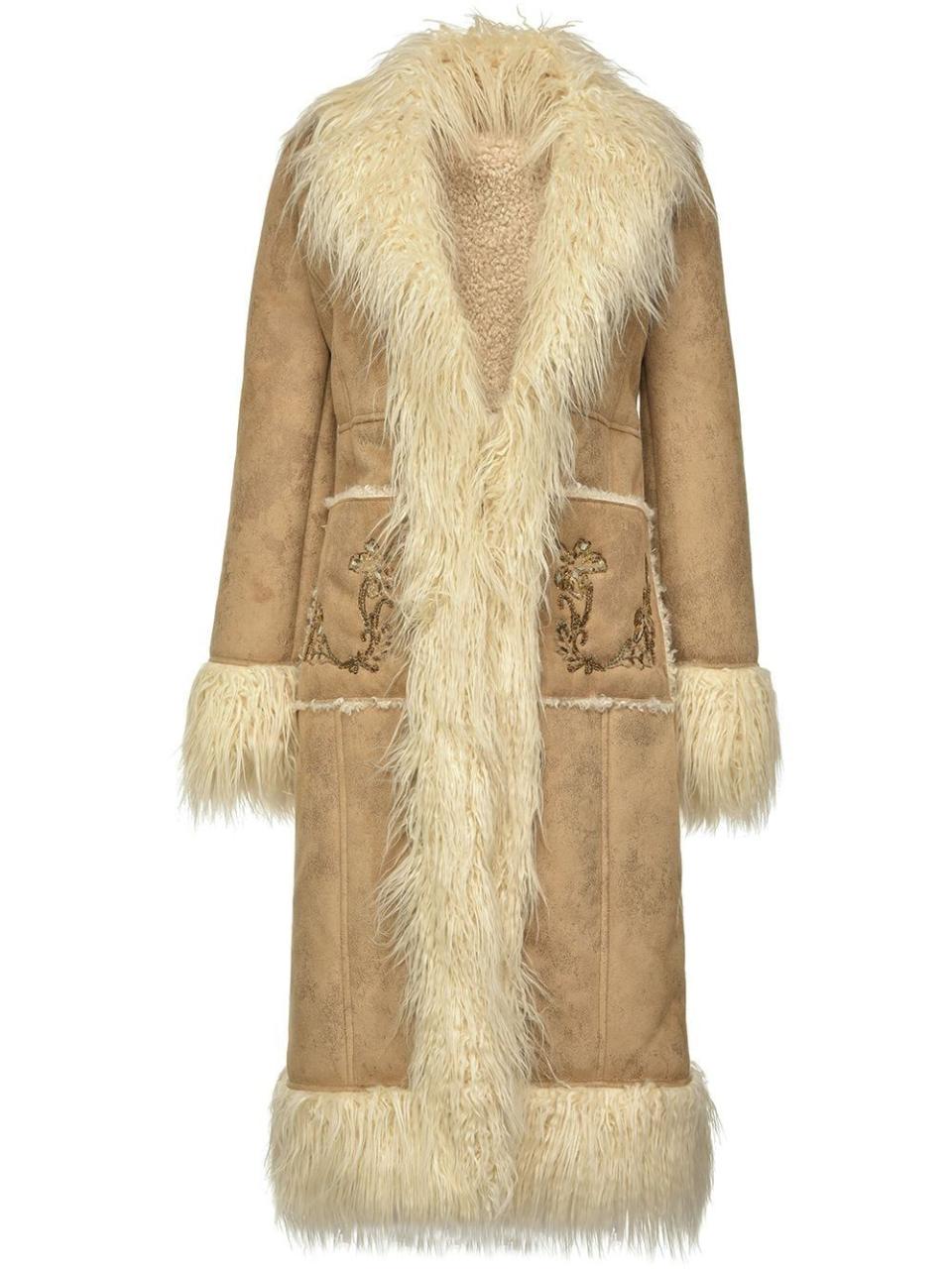 Shag Fringed Suede Coat