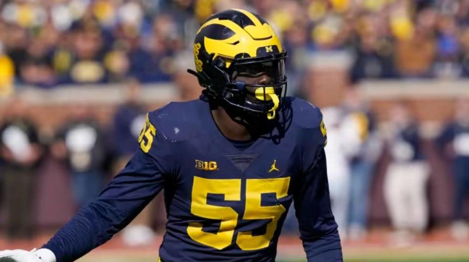 Michigan pass-rush linebacker David Ojabo had 11 sacks in his final college season of 2021. He tore his Achilles tendon at his pro day in March 2022.