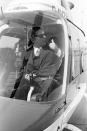 <p>Frank Sinatra takes a helicopter ride in the U.K. to avoid highway traffic in 1970. </p>