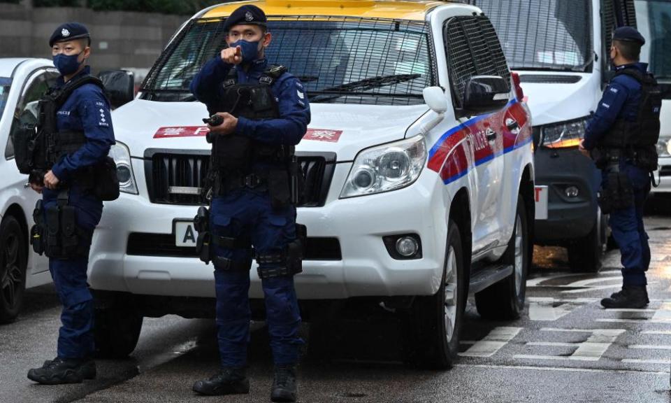 A special police in the Hong Kong’s Wanchai distric