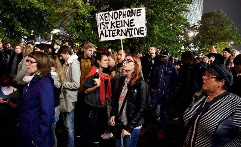 The hard right AfD's historic breakthrough in winning seats in parliament triggered protests on election night