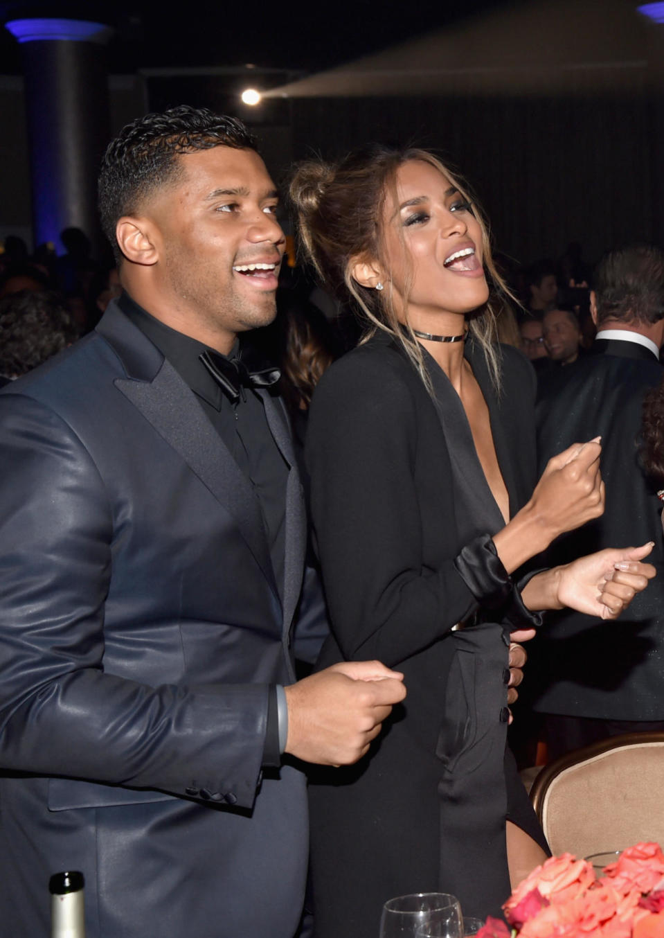 Russell Wilson and Ciara at Clive Davis’s Pre-Grammy party. 