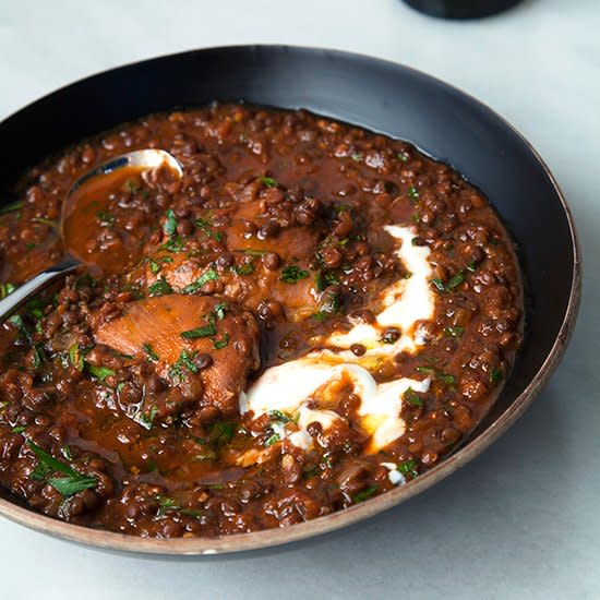 Slow Cooker Ethiopian-Spiced Chicken and Black Lentil Stew