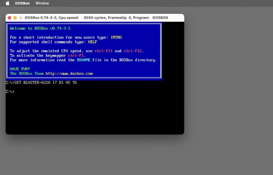 DOSBox running on the Mac.