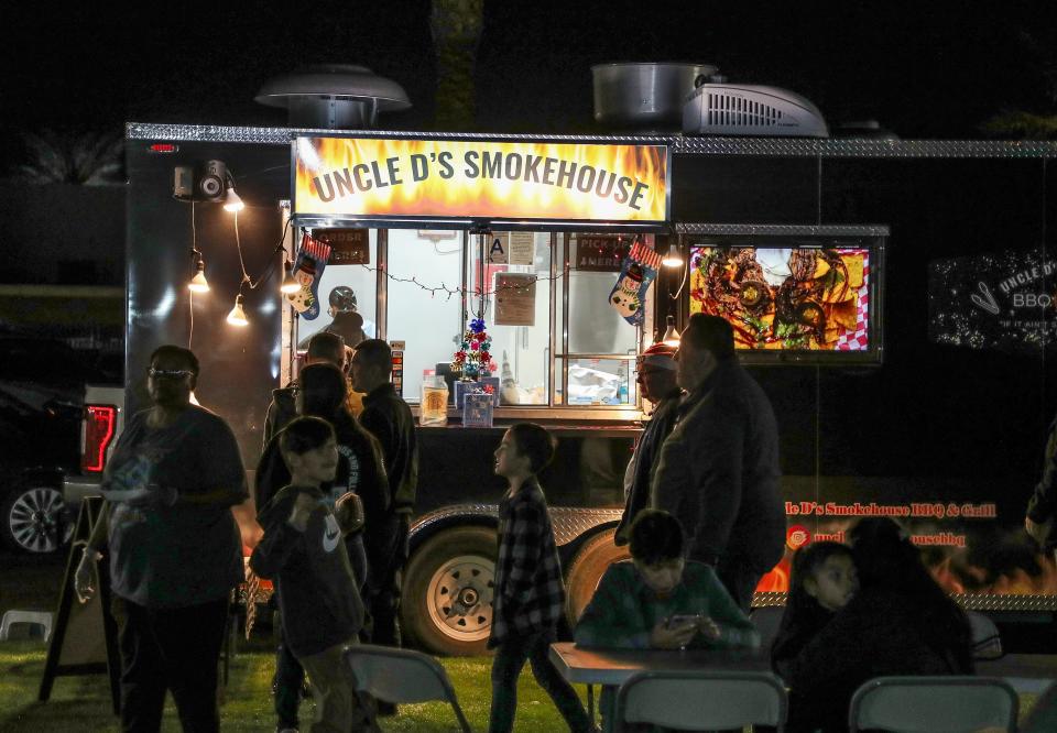 Several food trucks take over downtown Indio every Friday for Food Truck Fridays.