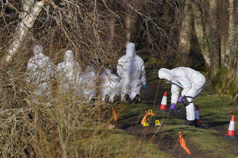 Police at the scene in the Pitilie area on the outskirts of Aberfeldy,