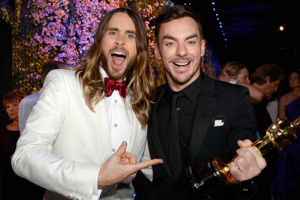 <p>Kevork Djansezian/Getty</p> Jared Leto and Shannon Leto at the Oscars Governors Ball on March 2, 2014 in Hollywood, California.