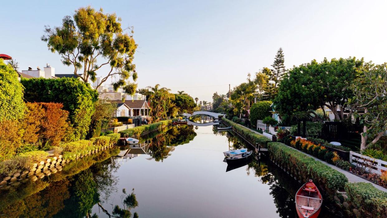 venice canals residential district in los angeles, california, usa
