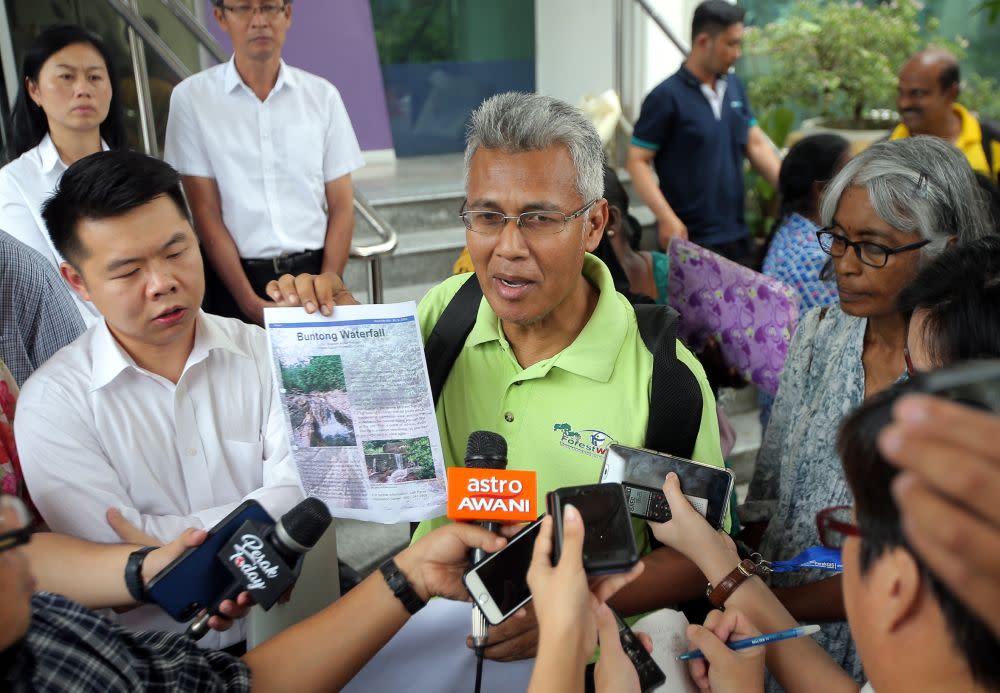 Sahabat Alam Malaysia field officer Meor Razak Meor Abdul Rahman speaks to reporters at the Ipoh City Council office in Ipoh February 18, 2020. — Picture by Farhan Najib