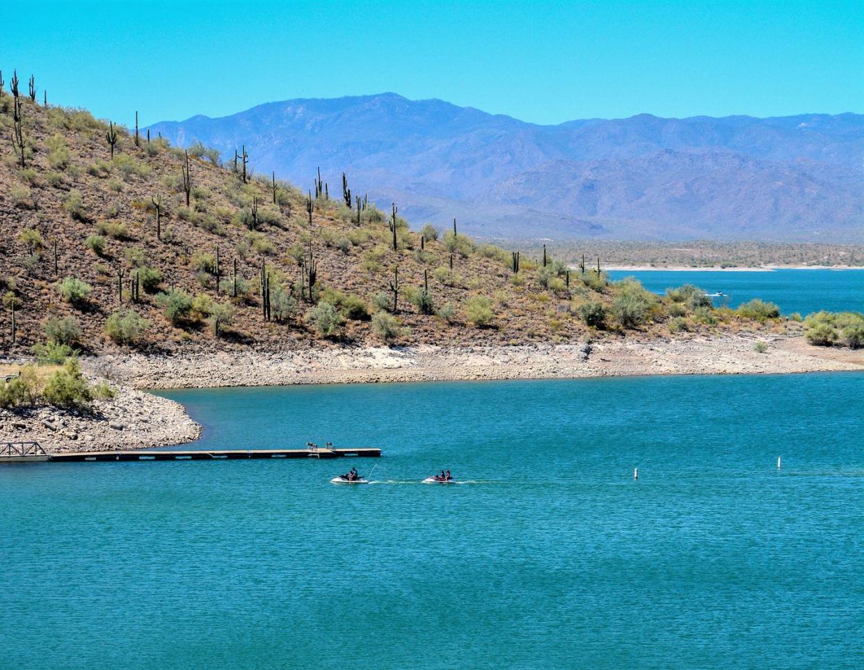 view of lake pleasant in lake pleasant regional park sonoran desert arizona usa