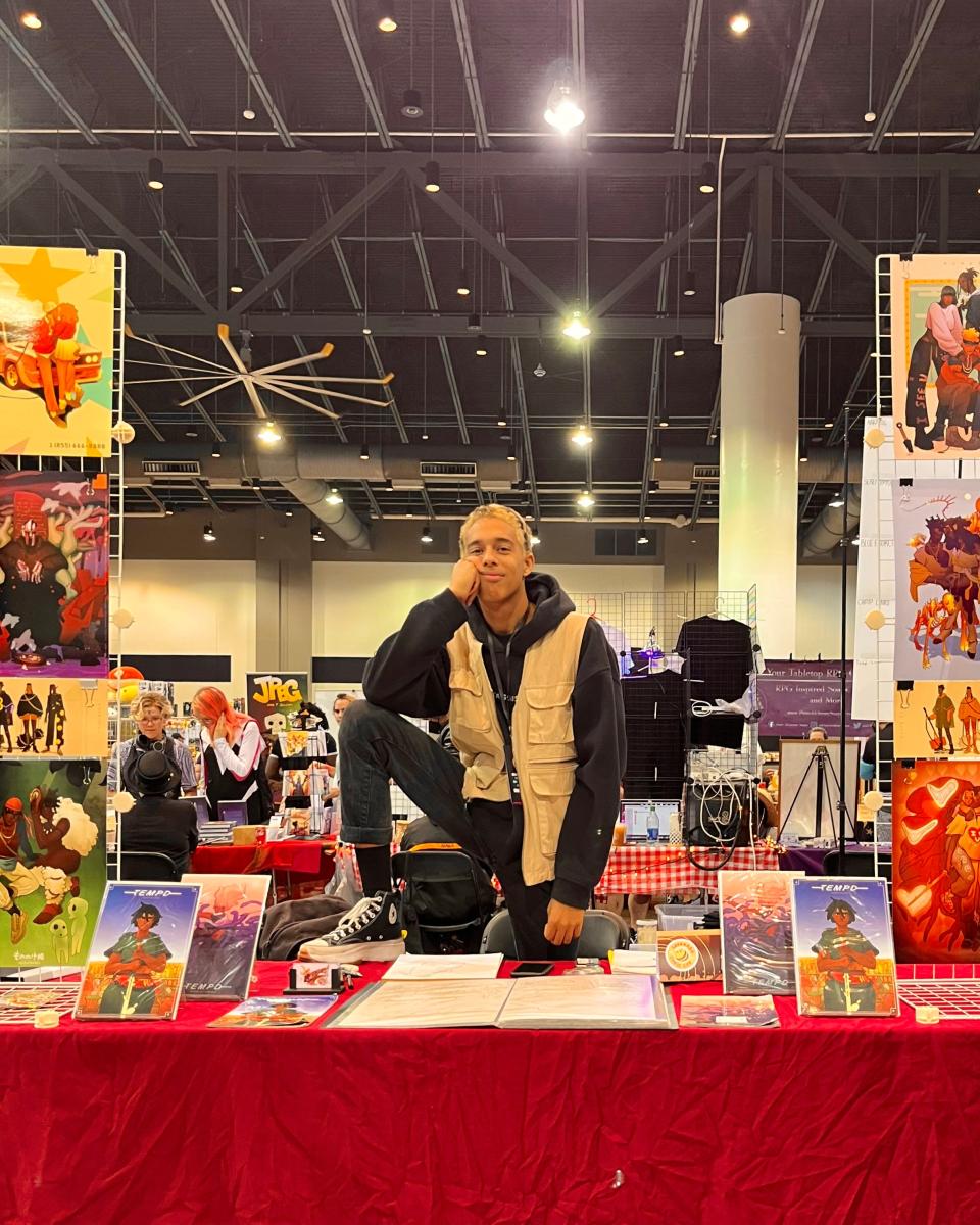 24-year-old Kevin Betou is a local comic book artist who combines fantasy and hip-hop in his art.