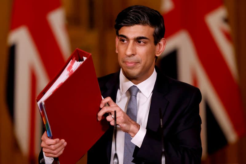 FILE PHOTO: Rishi Sunak hosts a press conference in Downing Street