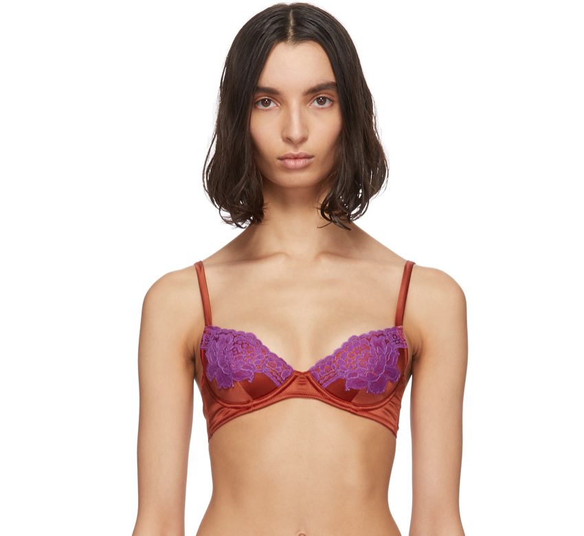 Fleur du Mal Red & Purple Lace James Cheeky Bra