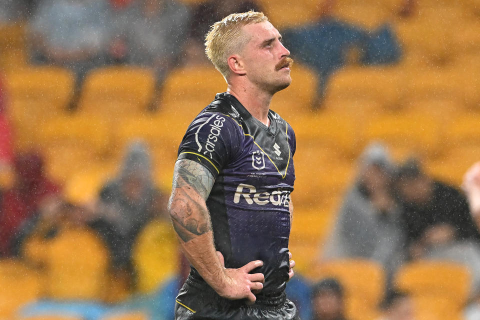 Storm playmaker Cameron Munster (pictured) looks on during the round 10 NRL match against the Penrith Panthers.