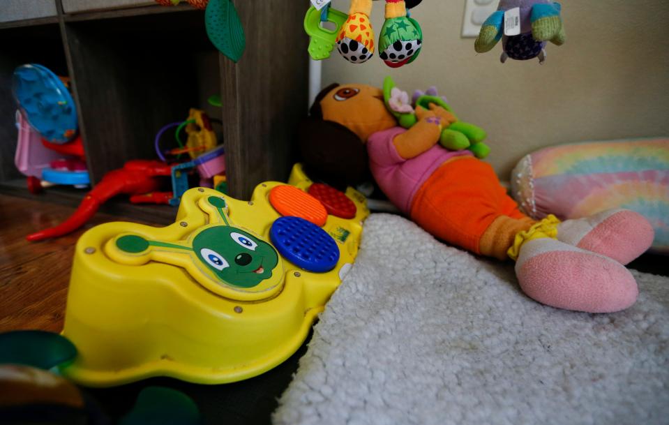 A caterpillar toy to entice interaction that Courtney Leader was able to get for her daughter Cyrina, who has cerebral palsy, because of the Community Partnership of the Ozarks' Capable Kids and Family Program on Monday, May 16, 2022. 