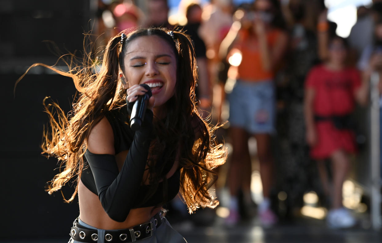 LAS VEGAS, NEVADA - SEPTEMBER 18: Olivia Rodrigo performs at the Daytime Stage at the 2021 iHeartRadio Music Festival at AREA15 on September 18, 2021 in Las Vegas, Nevada. EDITORIAL USE ONLY (Photo by Denise Truscello/Getty Images for iHeartMedia)