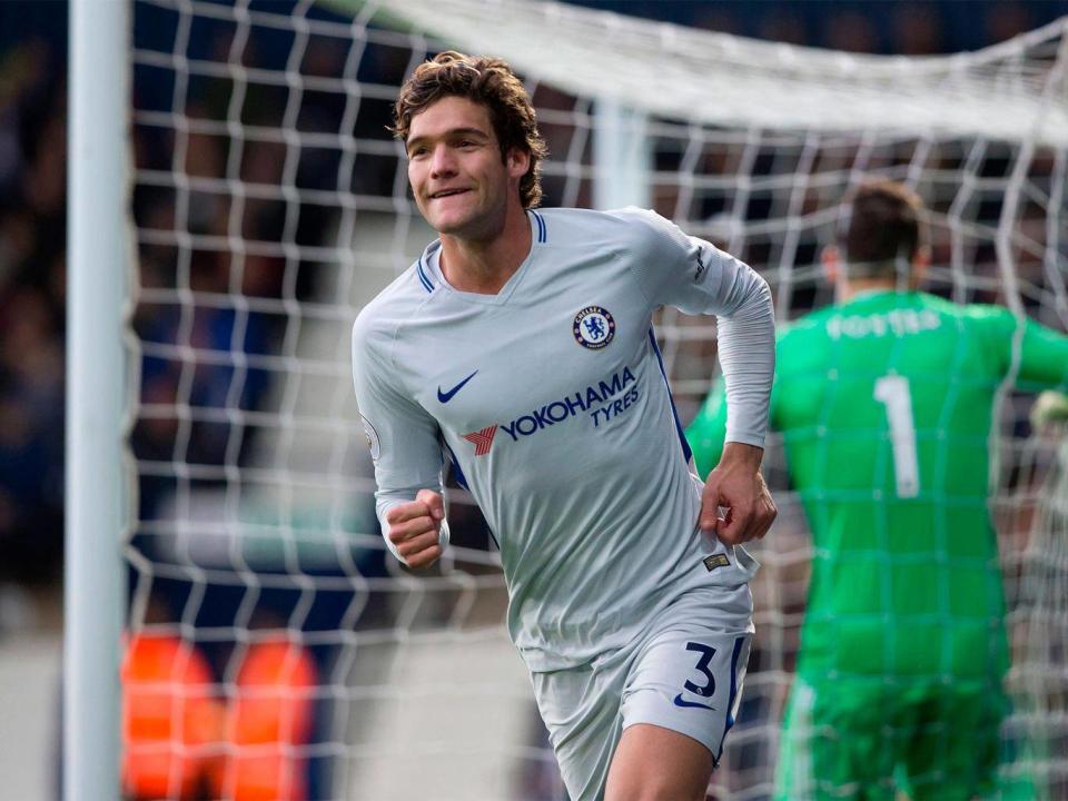 Marcos Alonso scored Chelsea's third just before the break (Getty 2017)