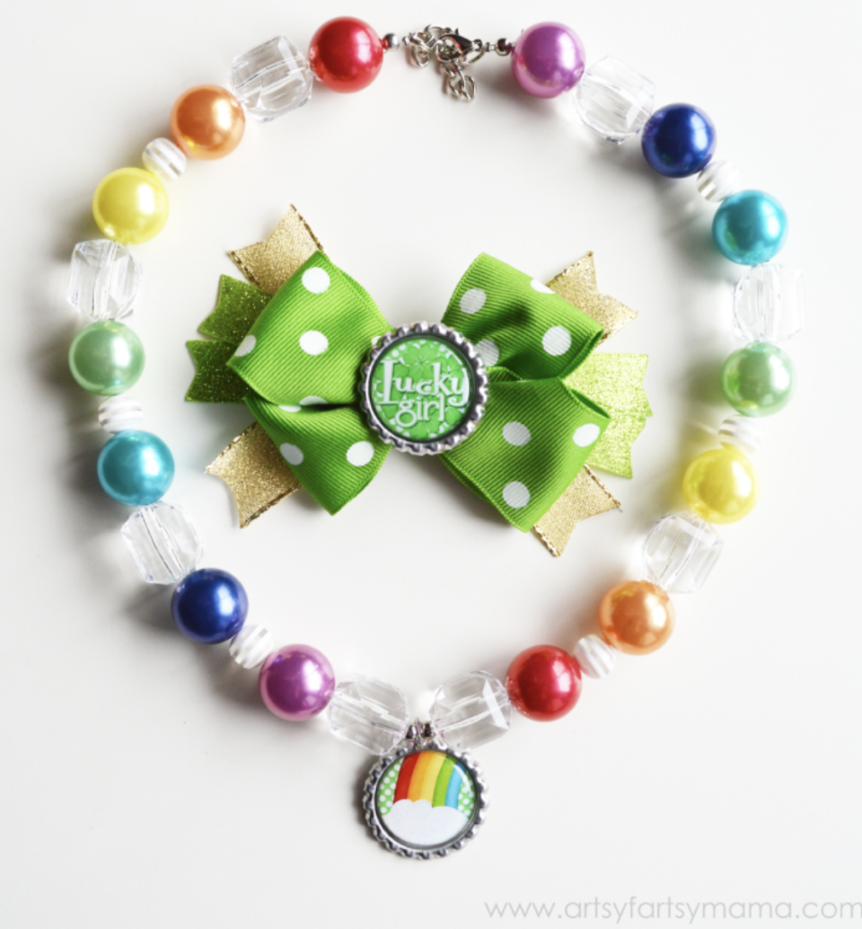 Bottle Cap Necklace and Bow