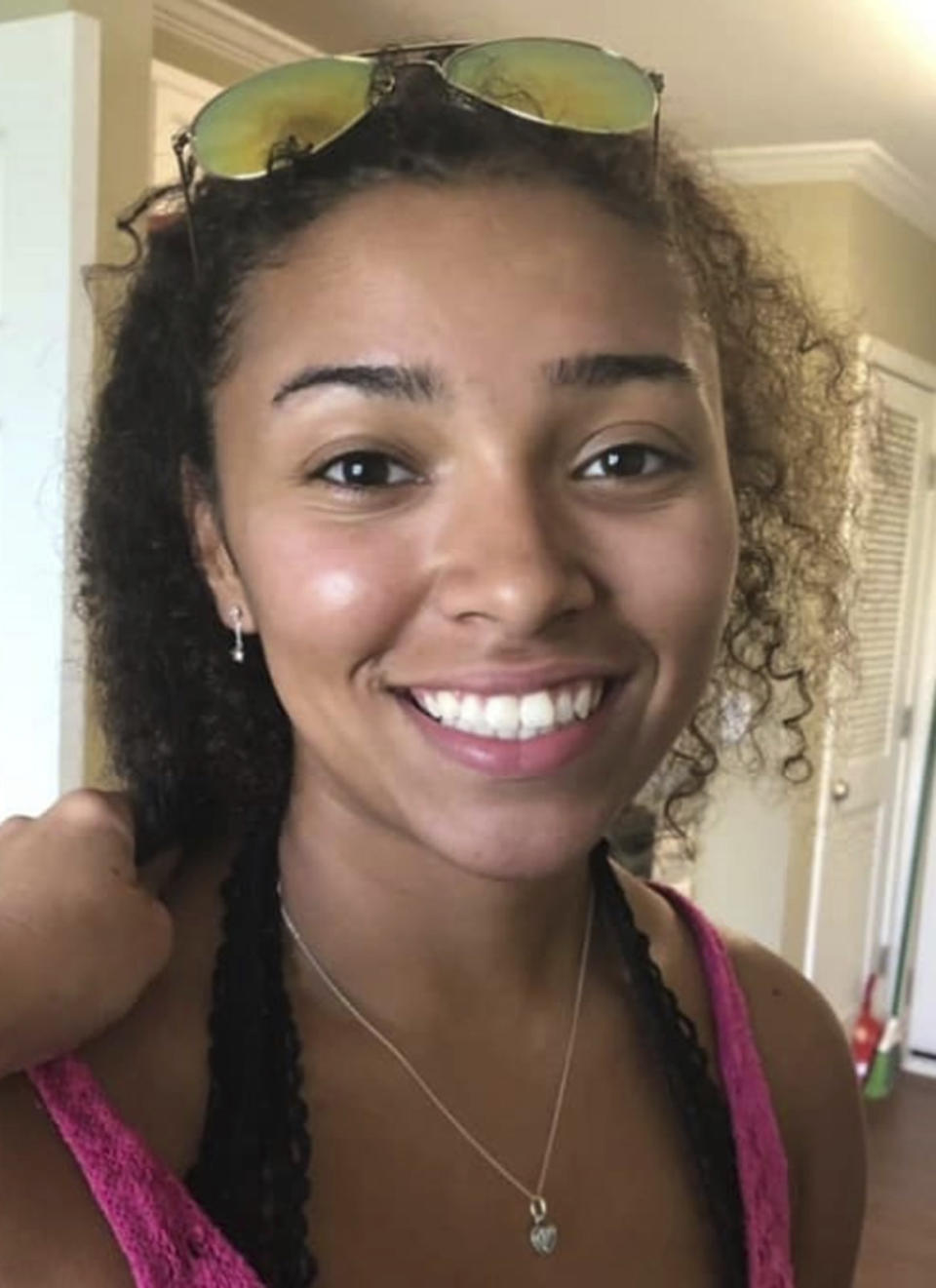 FILE - This undated file photo released by police in Auburn, Ala., shows Aniah Blanchard. Human remains discovered in a wooded area have been confirmed as belonging to Blanchard, a missing college student who was the stepdaughter of well-known UFC fighter, Walt Harris, Alabama authorities announced Wednesday, Nov. 27, 2019. (Auburn Police Division via AP, File)