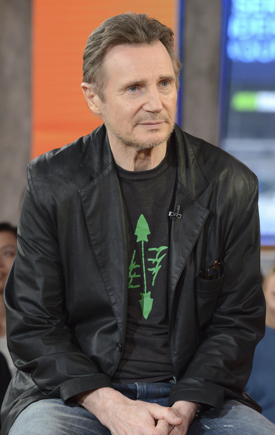 This image released by ABC shows Irish actor Liam Neeson on "Good Morning America," Tuesday, Feb. 5, 2019, in New York. The 66-year-old actor appeared on the morning program one day after he told an interviewer that he had violent thoughts about killing a black person after learning nearly 40 years ago that someone close to him had been raped. Neeson says he's not a racist. The actor, who was promoting the revenge film "Cold Pursuit," says we need to talk about these things because bigotry and racism exist. (Lorenzo Bevilaqua/ABC via AP)