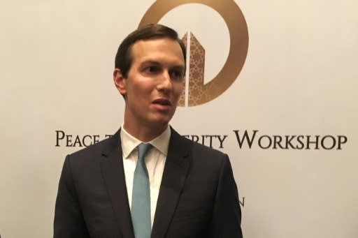Jared Kushner, President Donald Trump's son-in-law and adviser, speaks to reporters as he closes the US-sponsored Middle East economic conference dubbed "Peace to Prosperity" in the Bahraini capital Manama