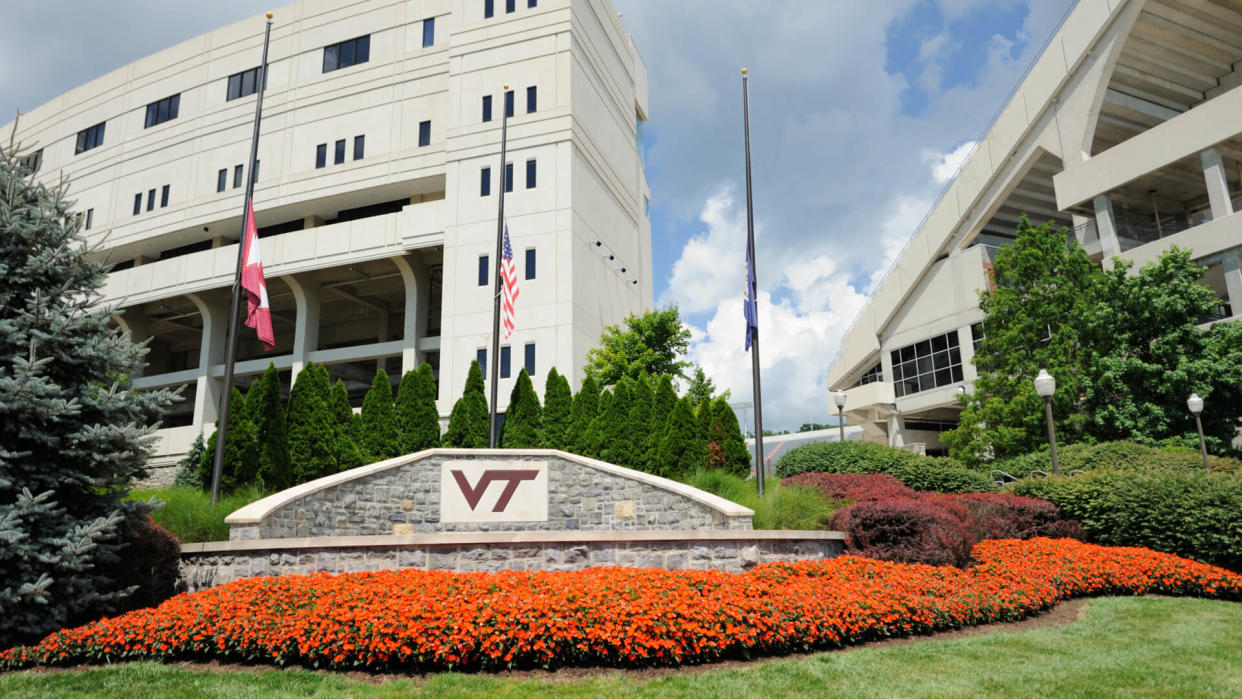 Blacksburg, Virginia, USA - July 19, 2016: Plaza near Lane Stadium on the campus of Virginia Polytechnic Institute and State University in Blacksburg, Virginia.