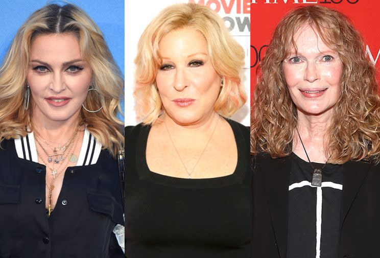 Madonna, Bette Midler, Mia Farrow (Getty Images)