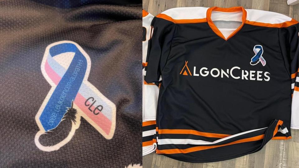 Amanda Mayappo-Neeposh received new team jerseys just a few days before the Syracuse CanAm Broomball Tournament.