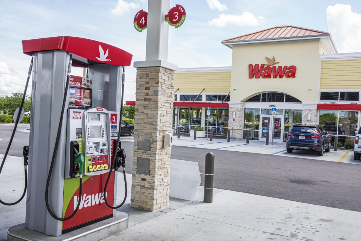 Wawa gas station pump and convenience store