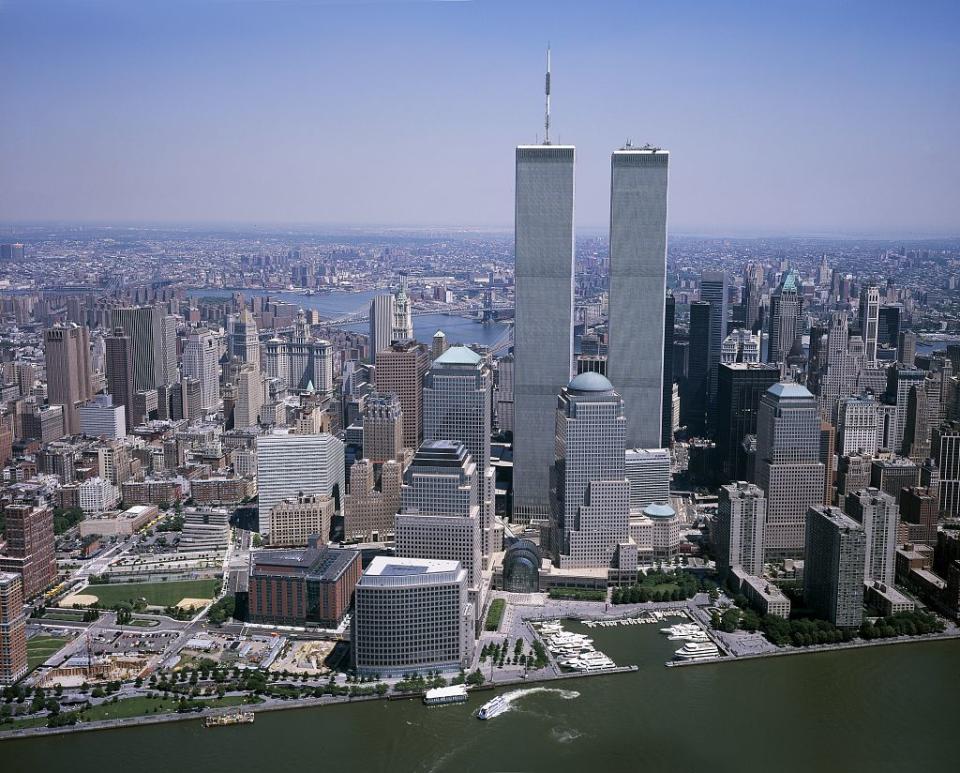 The world trade center is seen in the New York City skyline. (Library of Congress/Carol M. Highsmith)