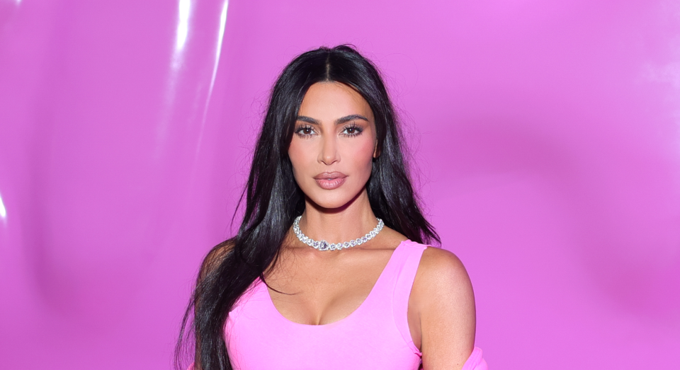 Kim Kardashian attends the SKIMS Valentine's Shop Pop-Up at Westfield Century City on February 08, 2023 in Los Angeles, California.