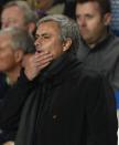 Chelsea's manager Jose Mourinho reacts during their English Premier League soccer match against West Bromwich Albion at Stamford Bridge in London November 9, 2013.