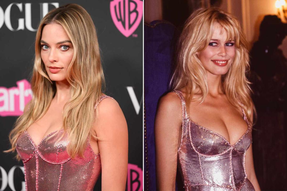 Margot Robbie Channels Barbie in Pink Versace Mini Dress Inspired by Claudia  Schiffer's Look from 1994