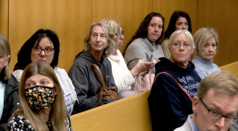 Animal supporters fill the back rows in Superior Court Judge Guy P. Ryan's courtroom at the Ocean County Justice Complex in Toms River Tuesday, January 31, 2023.   They were there for a hearing to determine if Aimee Lonczak and Michele Nycz, accused of hoarding animals in their Brick home, would have their release terminated.