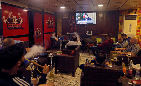 Lebanon's Prime Minister Saad al-Hariri, who has resigned, is seen during Future television interview, in a coffee shop in Beirut, Lebanon November 12, 2017. REUTERS/Jamal Saidi