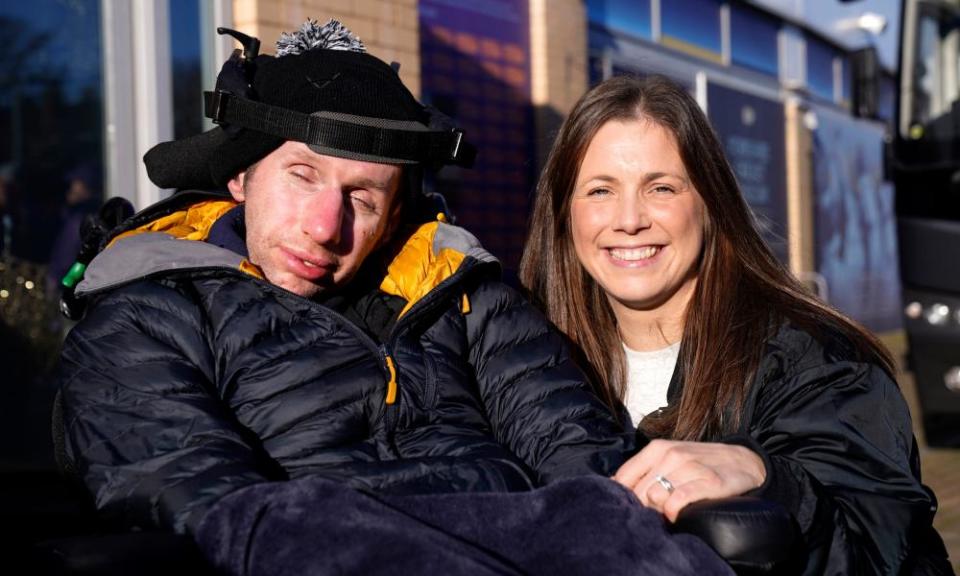 Rob Burrow and his wife, Lindsey Burrow, in attendance at the first day of Kevin Sinfield’s challenge