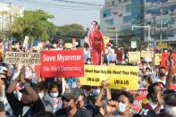 Protest against the military coup, in Yangon